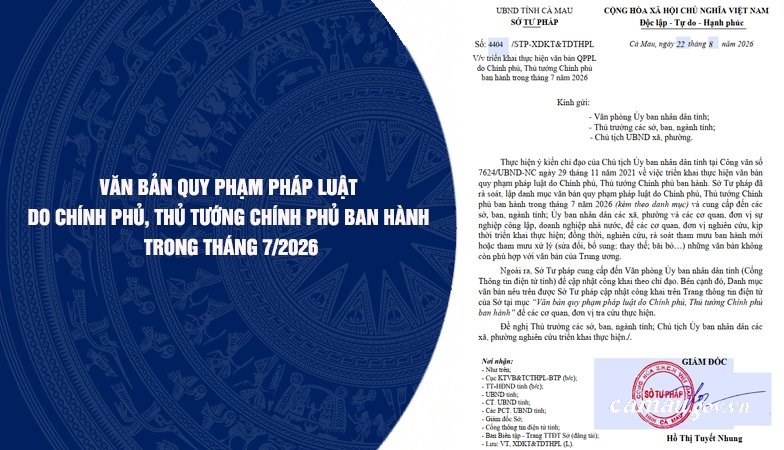Văn bản quy phạm pháp luật do Chính phủ, Thủ tướng Chính phủ ban hành trong tháng 7/2026